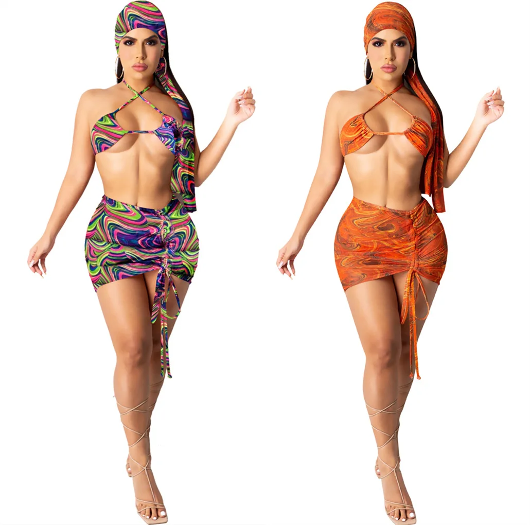 BR2213 Women Printing Split Strap Swimsuit 4 Piece Halter Ruched High Waist Cover-Ups Bikini Swimming Suit
BR2213 Women Printing Split Strap Swimsuit 4 Piece Halter Ruched High Waist Cover-Ups Bikini Swimming Suit