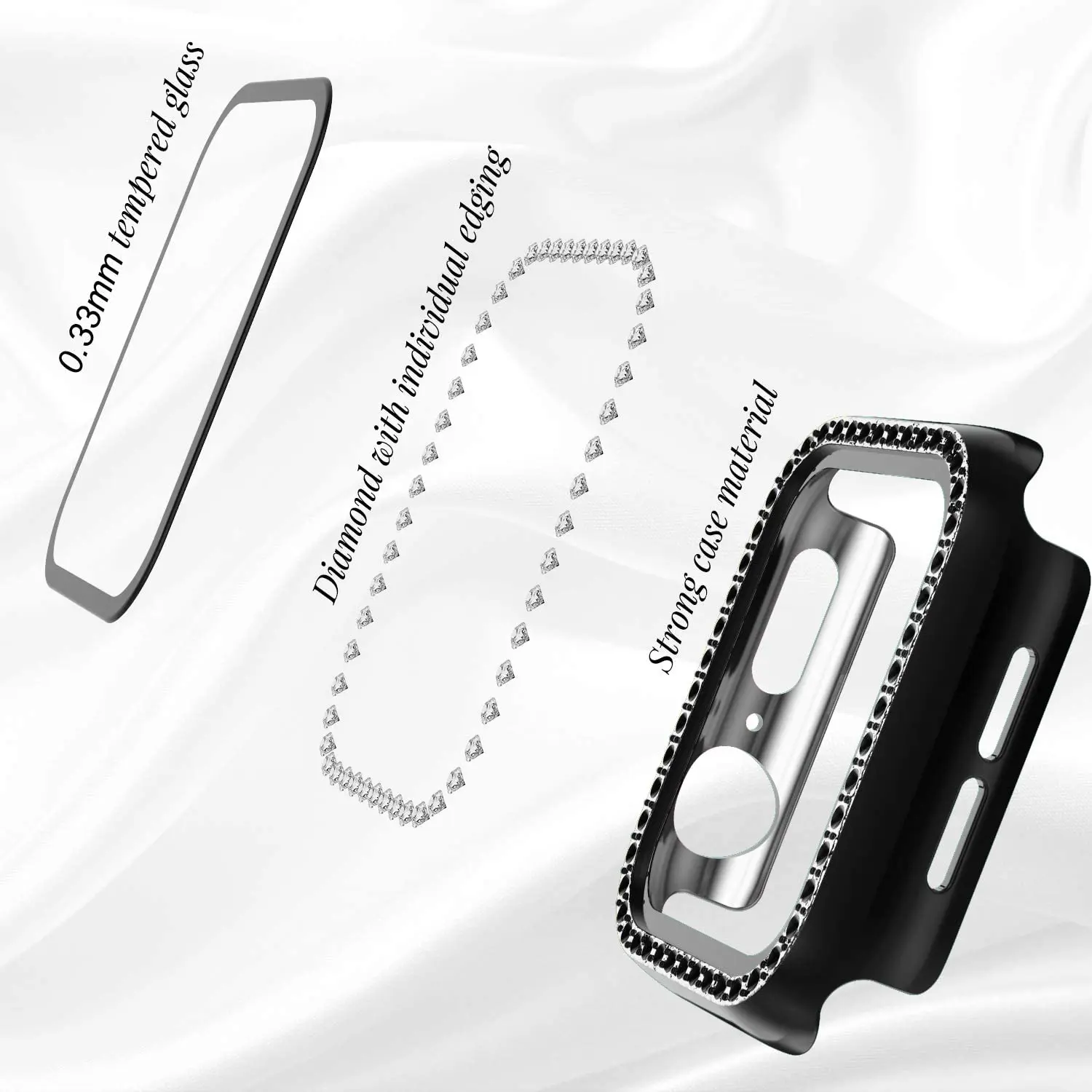 Luxury Bling Case with Tempered Glass Screen Protector Cover for iWatch 38/40/42/44mm
Luxury Bling Case with Tempered Glass Screen Protector Cover for iWatch 38/40/42/44mm