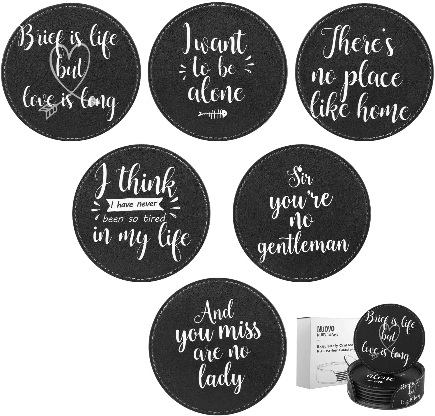 Nuovoware Premium PU Leather Coasters, Sets of 6 Pack Drink Round Cup Coasters Mats with Holder Set, Colorful
Nuovoware Premium PU Leather Coasters, Sets of 6 Pack Drink Round Cup Coasters Mats with Holder Set, Colorful