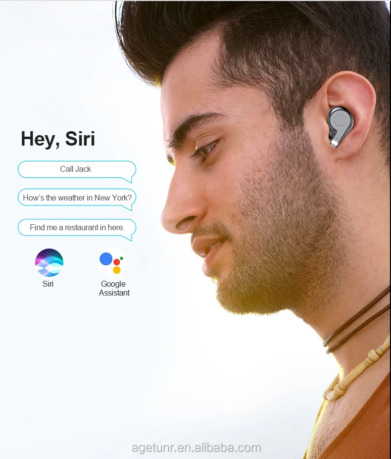 AGETUNR S11 Bluetooth V5.0 true wireless earbuds HD sound quality TWS earphones with mic charging box Headphones Running Silver - ANKUX.COM