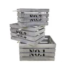 Set of 3 dark grey texture organizing arts and crafts wooden boxes wholesale