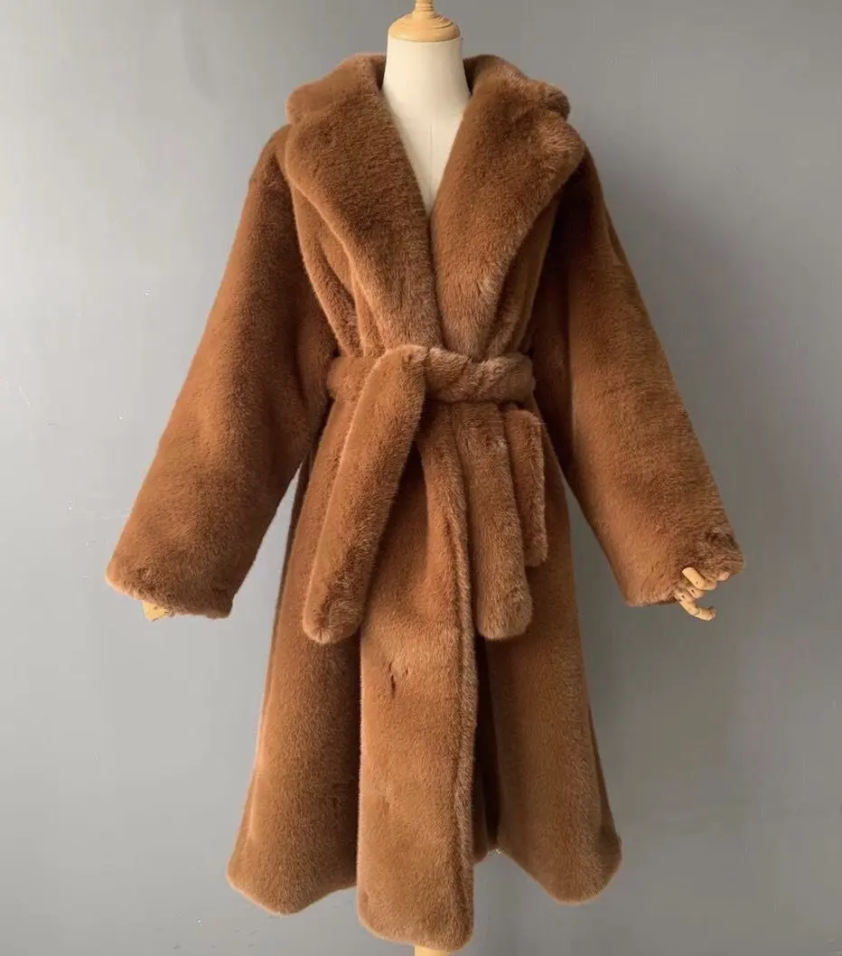 Faux Rabbit Fur Trench Cozy Long Coat With Lapel And Belt Multicolor For women Winter Outfit
Faux Rabbit Fur Trench Cozy Long Coat With Lapel And Belt Multicolor For women Winter Outfit