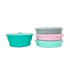 Food Grade Collapsible Silicone Snack Bowls with Lids for Camping, Traveling, Pets, Hiking