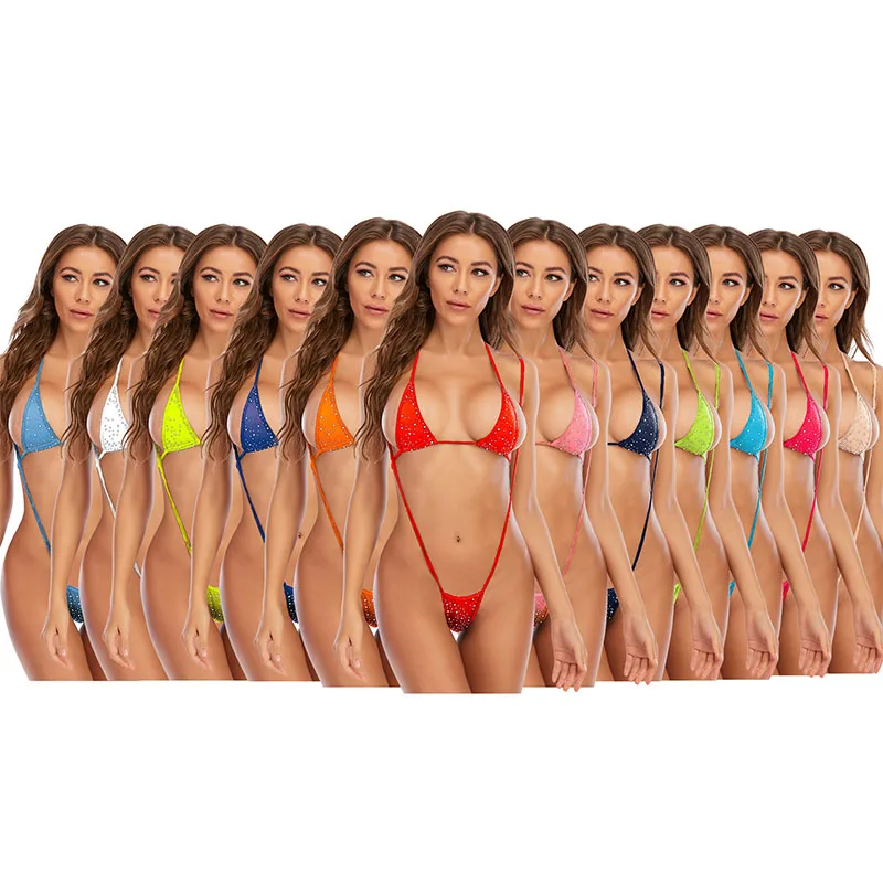 Women's Rhinestone Slingshot Bikini Set Halter Underwear Swimsuit Sexy Micro Mini Thong Thong
Women's Rhinestone Slingshot Bikini Set Halter Underwear Swimsuit Sexy Micro Mini Thong Thong