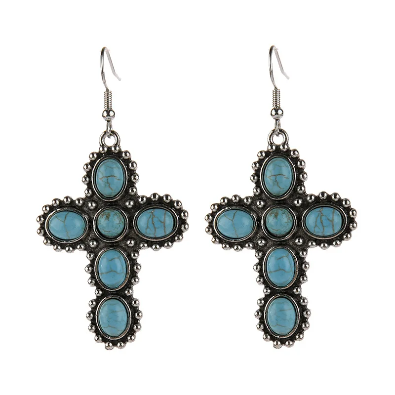 Personalized Native Antique Silver Plated Metal Vintage Turquoise Cross Earrings Women Jewelry, Golden
Personalized Native Antique Silver Plated Metal Vintage Turquoise Cross Earrings Women Jewelry, Golden