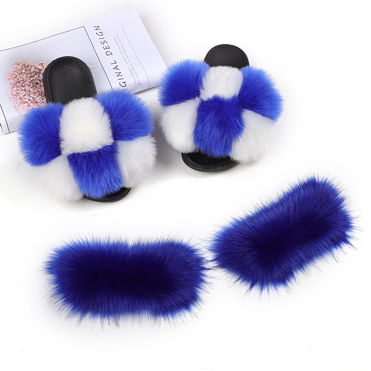 Faux Fur Slides Women Furry Fox Fur Sandals for Woman Detachable Outsole Female Indoor Shoes Fluffy Plush, Blue black silver pink plum
Faux Fur Slides Women Furry Fox Fur Sandals for Woman Detachable Outsole Female Indoor Shoes Fluffy Plush, Blue black silver pink plum