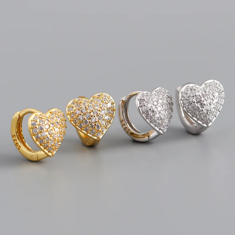 Heart Design 925 Sterling Silver CZ Micro Pave Crystal High Quality Classic Girl Women Hoop Earrings
Heart Design 925 Sterling Silver CZ Micro Pave Crystal High Quality Classic Girl Women Hoop Earrings