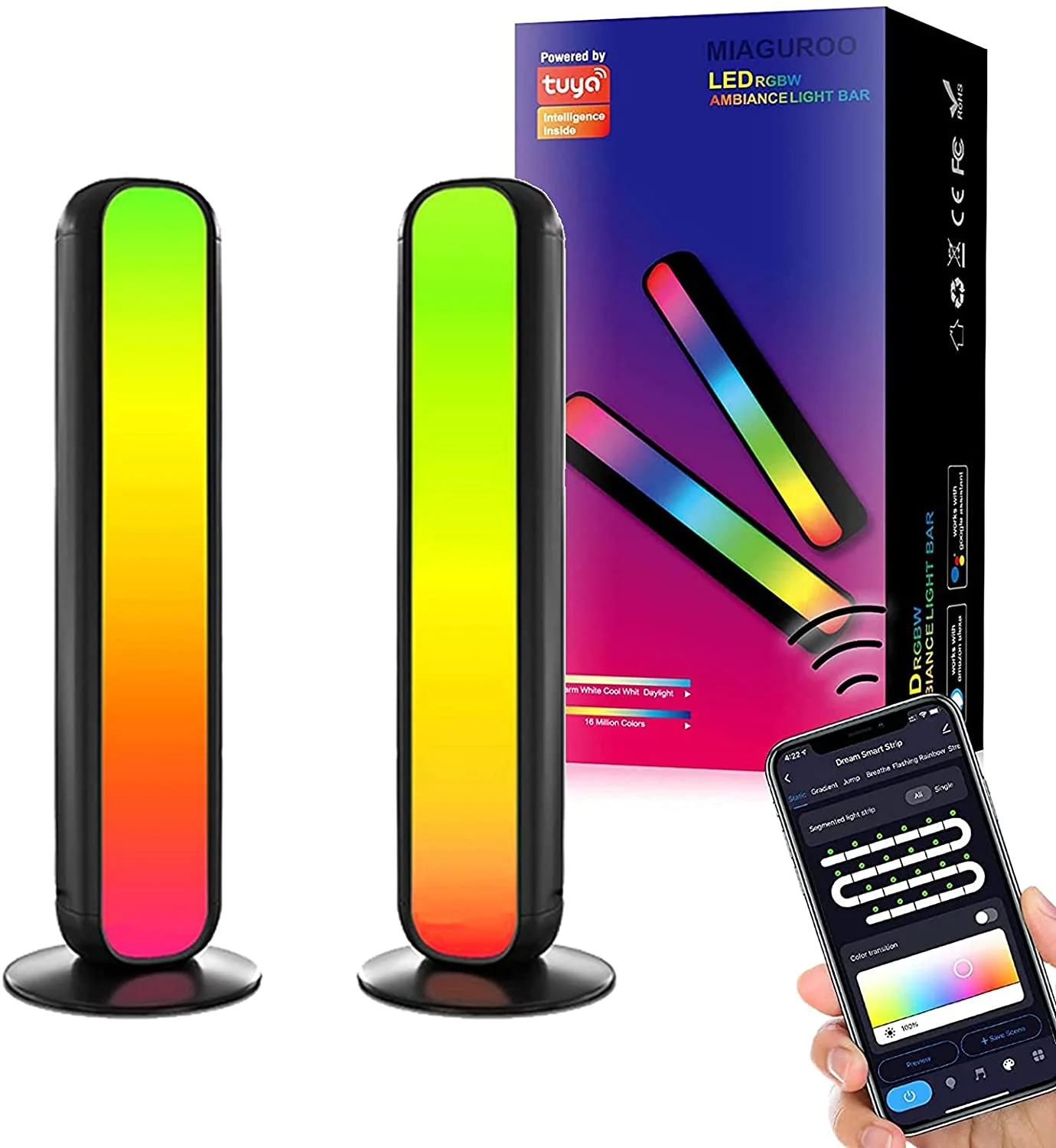 Multi colors changeable led RGB smart light BLE WIFI APP control game light voice remote control atmosphere light
Multi colors changeable led RGB smart light BLE WIFI APP control game light voice remote control atmosphere light