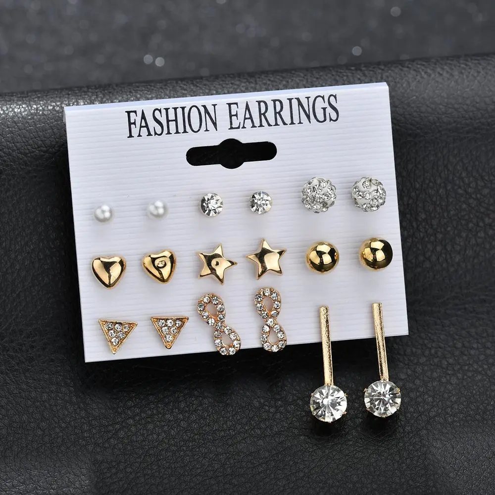 New 9 pairs/set Rhinestone Antique Crystal Cheap Stud Earring Sets For Women, As picture
New 9 pairs/set Rhinestone Antique Crystal Cheap Stud Earring Sets For Women, As picture
