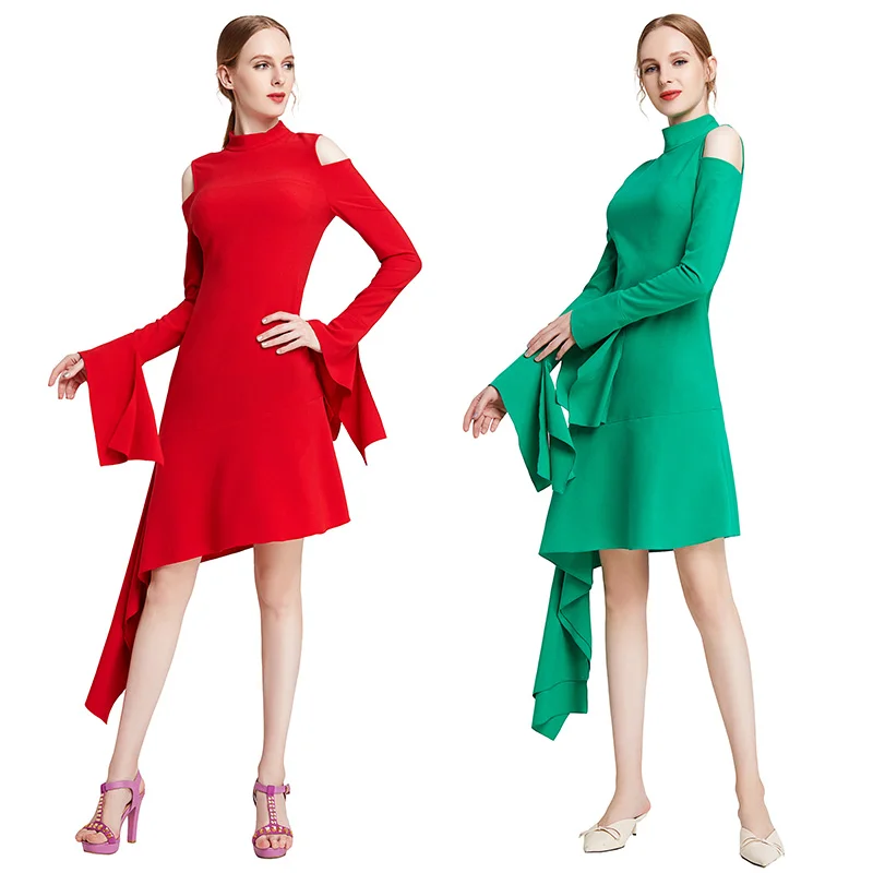 D008 sexy dress women Solid color Long flare sleeve Ruffles special asymmetric hem modern party casual dresses for women lady
D008 sexy dress women Solid color Long flare sleeve Ruffles special asymmetric hem modern party casual dresses for women lady