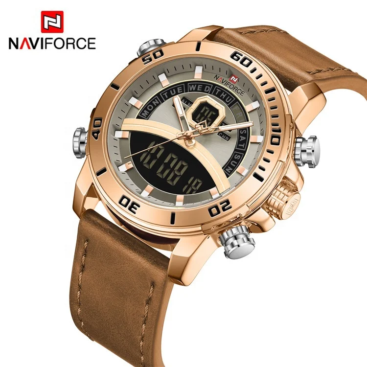 NAVIFORCE 9181L Casual Mens Watches Top Luxury Dual Time Quartz Watch Men Sports Analog Digital Clock Military Waterproof
NAVIFORCE 9181L Casual Mens Watches Top Luxury Dual Time Quartz Watch Men Sports Analog Digital Clock Military Waterproof