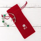 Custom Velvet Jewelry Drawstring Pouch With Silver Logo