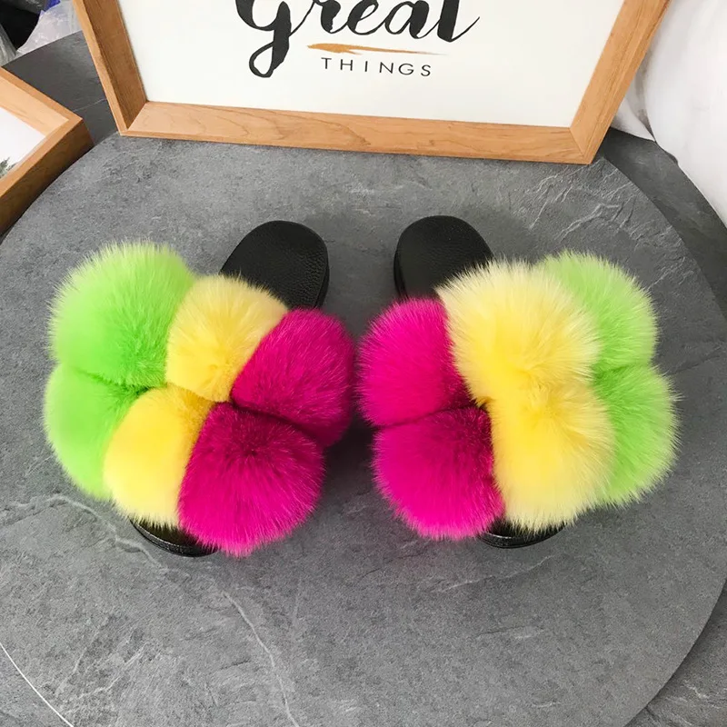 2021 factory direct autumn and winter slippers red fox fur shoes home fur slides sandals for women, Customized color
2021 factory direct autumn and winter slippers red fox fur shoes home fur slides sandals for women, Customized color