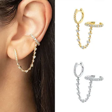 Personalized Hypoallergenic Cubic Zircon Double Circle Chain Cuff Earrings S925 Sterling Silver CZ Chain Hoop Earring
Personalized Hypoallergenic Cubic Zircon Double Circle Chain Cuff Earrings S925 Sterling Silver CZ Chain Hoop Earring