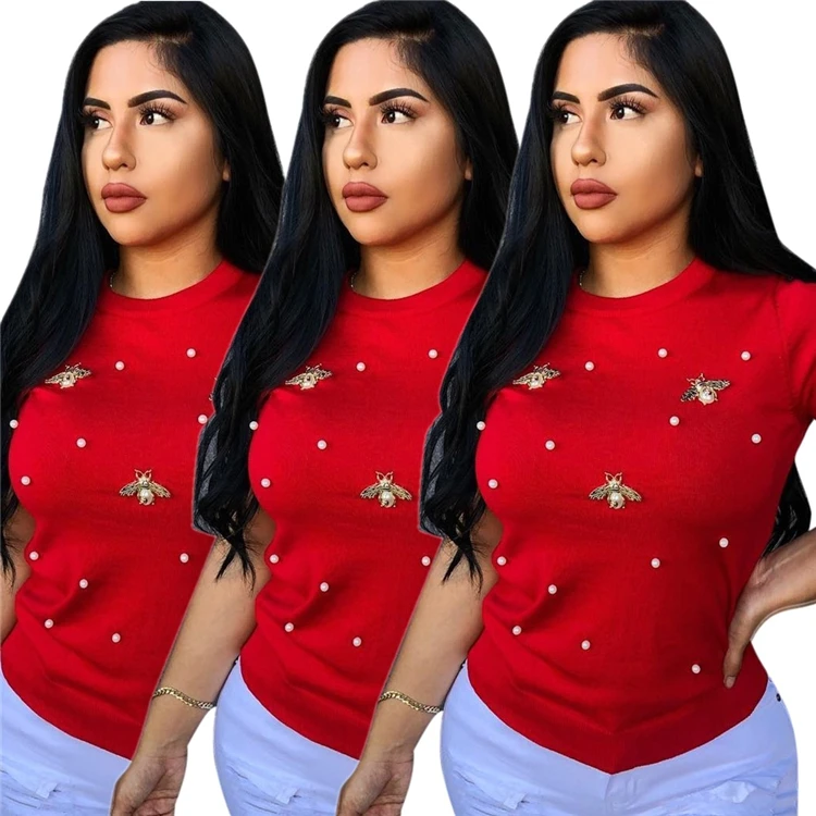 D96867 2021 summer butterfly decoration T shirt round neck plus size women's top fahiosn short sleeve T-shirt
D96867 2021 summer butterfly decoration T shirt round neck plus size women's top fahiosn short sleeve T-shirt