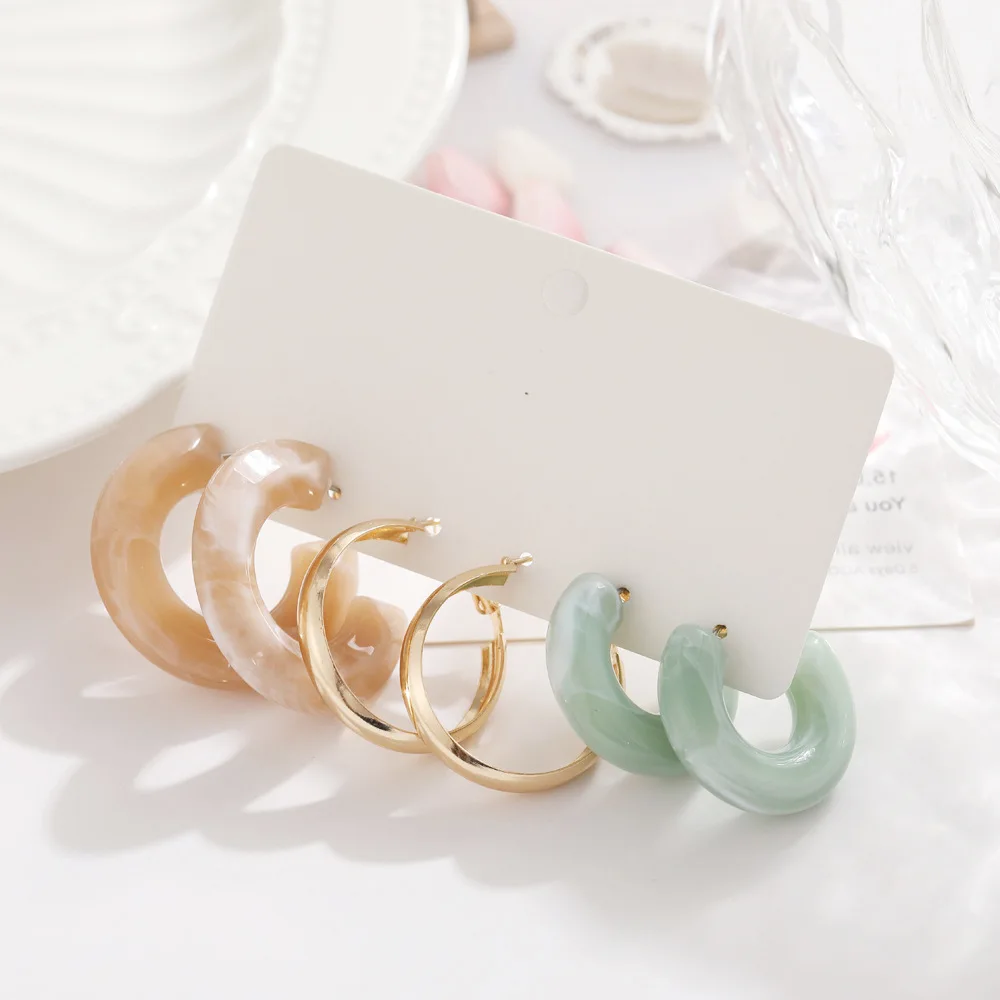 GOGO JEWELRY Fashion Green Resin Hoop Earrings Set Acrylic 3 Pairs Pack earrings with card for women, Gold
GOGO JEWELRY Fashion Green Resin Hoop Earrings Set Acrylic 3 Pairs Pack earrings with card for women, Gold