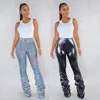 2019 Women Pants Sequin Sparkle Sexy Pants Bell Bottom Trousers Pleated Pants