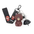 New Arrival Custom Bear Shaped LED Keychain Kawaii bear LED Light Up Keychain with Sound