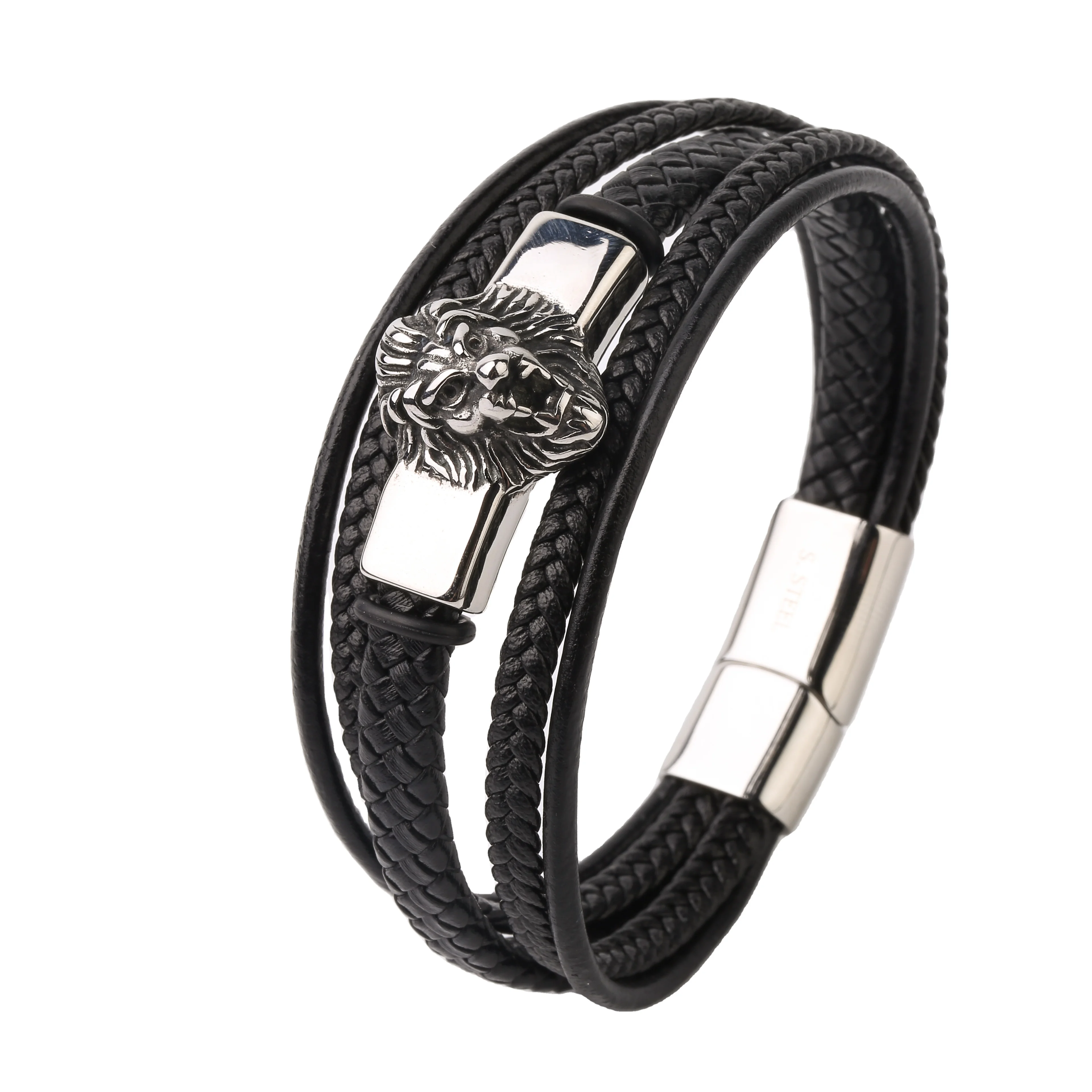 Trendy Genuine Leather Bracelets Men Stainless Steel Lion's Head Braided Rope Bracelets for Male Female Bracelets Jewelry, Customized color
Trendy Genuine Leather Bracelets Men Stainless Steel Lion's Head Braided Rope Bracelets for Male Female Bracelets Jewelry, Customized color