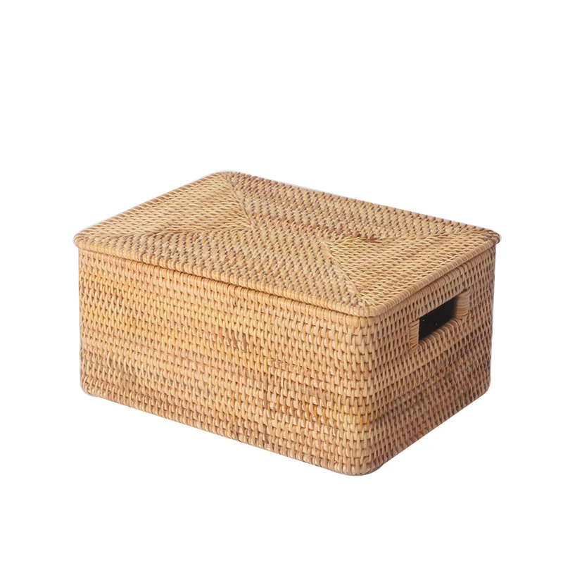 Natural rattan woven storage basket with cover household storage box desktop storage miscellaneous document sorting box
Natural rattan woven storage basket with cover household storage box desktop storage miscellaneous document sorting box