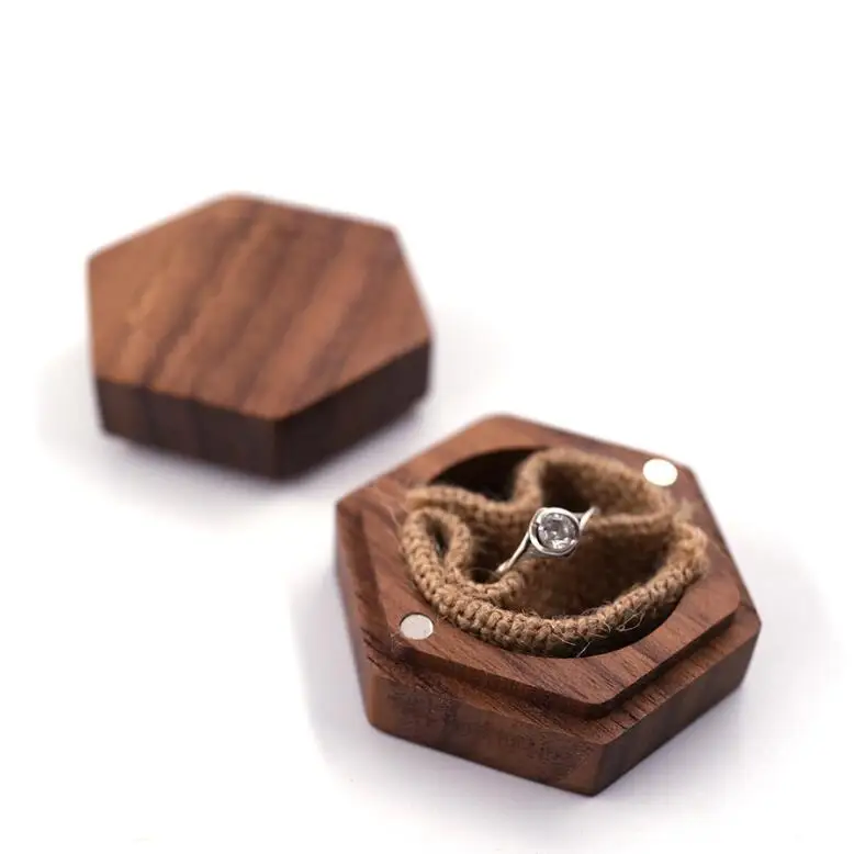 Walnut Wood Hexagon Custom Logo Creative Eco Friendly Jewelry Ring Box Wooden Wedding or Engagement Ring Box
Walnut Wood Hexagon Custom Logo Creative Eco Friendly Jewelry Ring Box Wooden Wedding or Engagement Ring Box