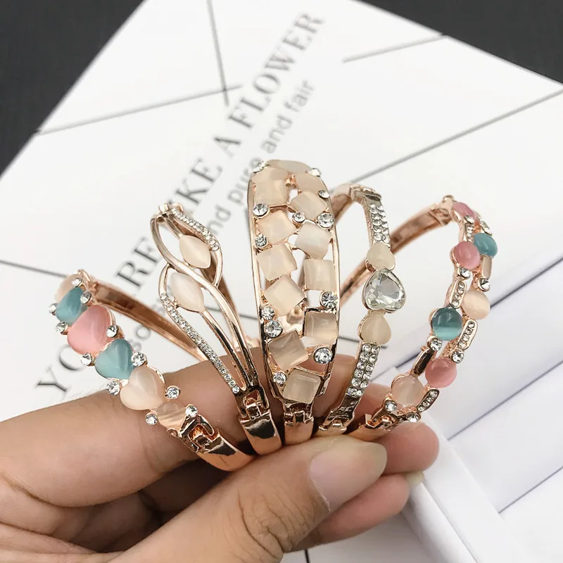 Zircon cat's Eye women's bracelet Alloy water drill stainless steel bracelet fashion accessories bangle bracelet, Rose gold
Zircon cat's Eye women's bracelet Alloy water drill stainless steel bracelet fashion accessories bangle bracelet, Rose gold