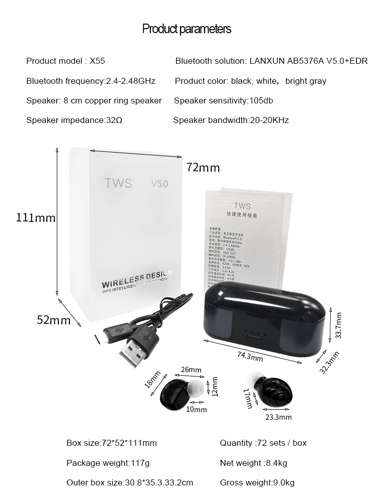 2020 wireless bluetooth earphone tws bt 5.0 mini headsets - ANKUX.COM