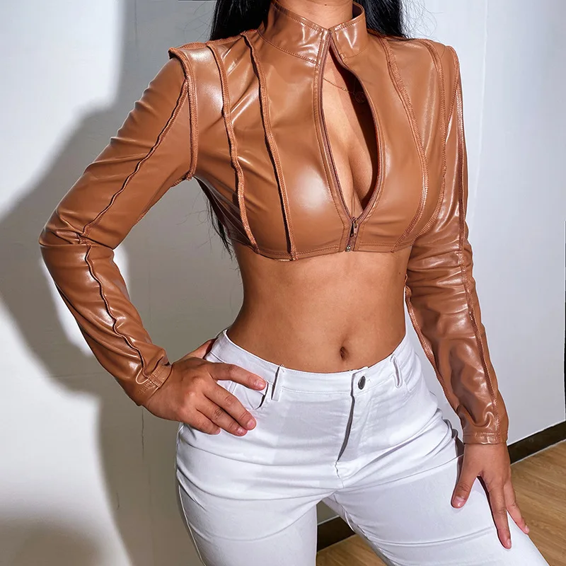 2021 New Fashion Sexy Zipper Short Leather Jacket Winter Clothes Crop Jackets Womens Leather Jacket
2021 New Fashion Sexy Zipper Short Leather Jacket Winter Clothes Crop Jackets Womens Leather Jacket