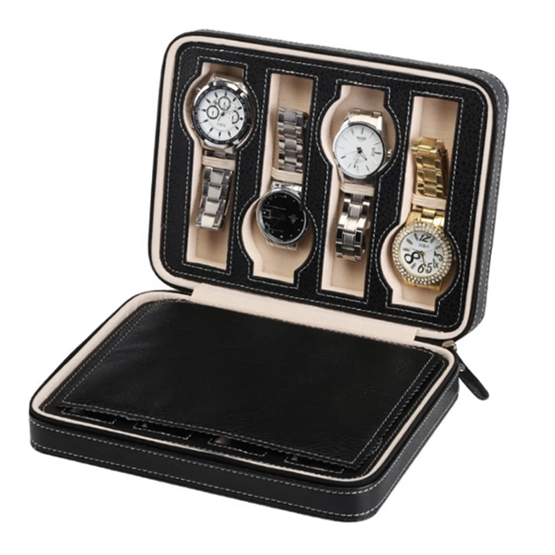 Fashionable black color zipper box for watch with pu leather wedding gift display watch box case 8 slots watch pouch
Fashionable black color zipper box for watch with pu leather wedding gift display watch box case 8 slots watch pouch