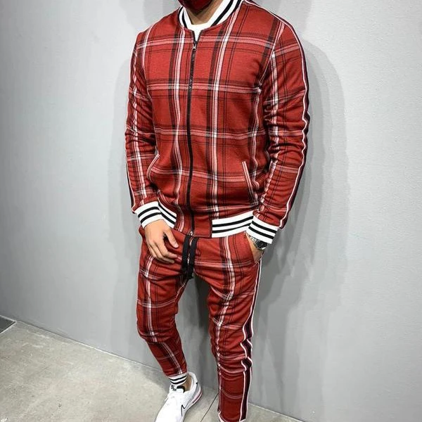 Hot sale men's casual striped plaid suit jogging fashion exercise jacket and training slim long pants for men, Picture
Hot sale men's casual striped plaid suit jogging fashion exercise jacket and training slim long pants for men, Picture