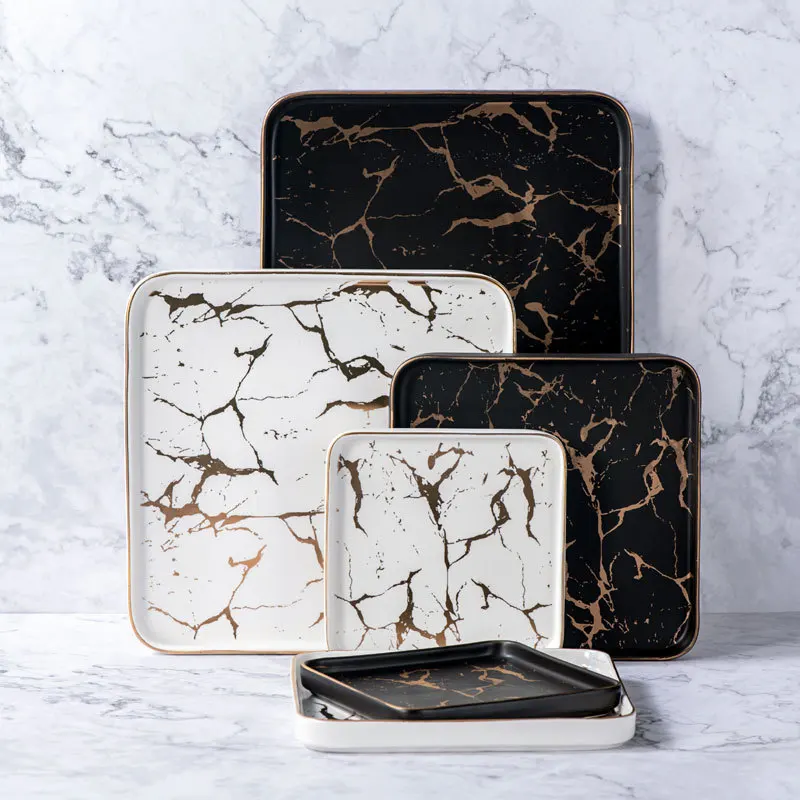 Square Tableware Marble Plate Ceramic Dinner Plate Set Steak Salad Snack Cake Plates Wholesale, Black,white
Square Tableware Marble Plate Ceramic Dinner Plate Set Steak Salad Snack Cake Plates Wholesale, Black,white