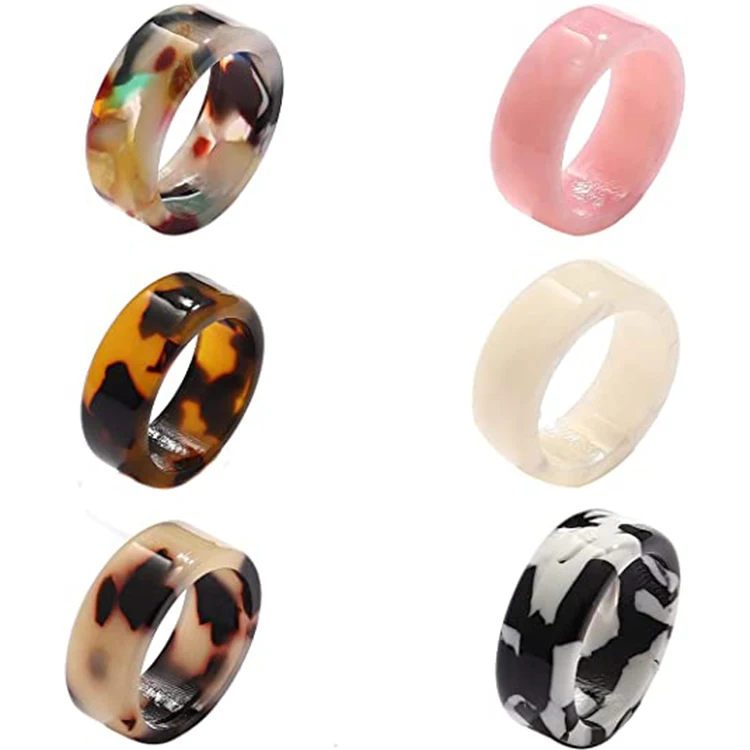 Vintage Resin Acrylic Rings Colorful Floral Acrylic Wedding Rings Resin Band Rings for Women, As picture 
Vintage Resin Acrylic Rings Colorful Floral Acrylic Wedding Rings Resin Band Rings for Women, As picture