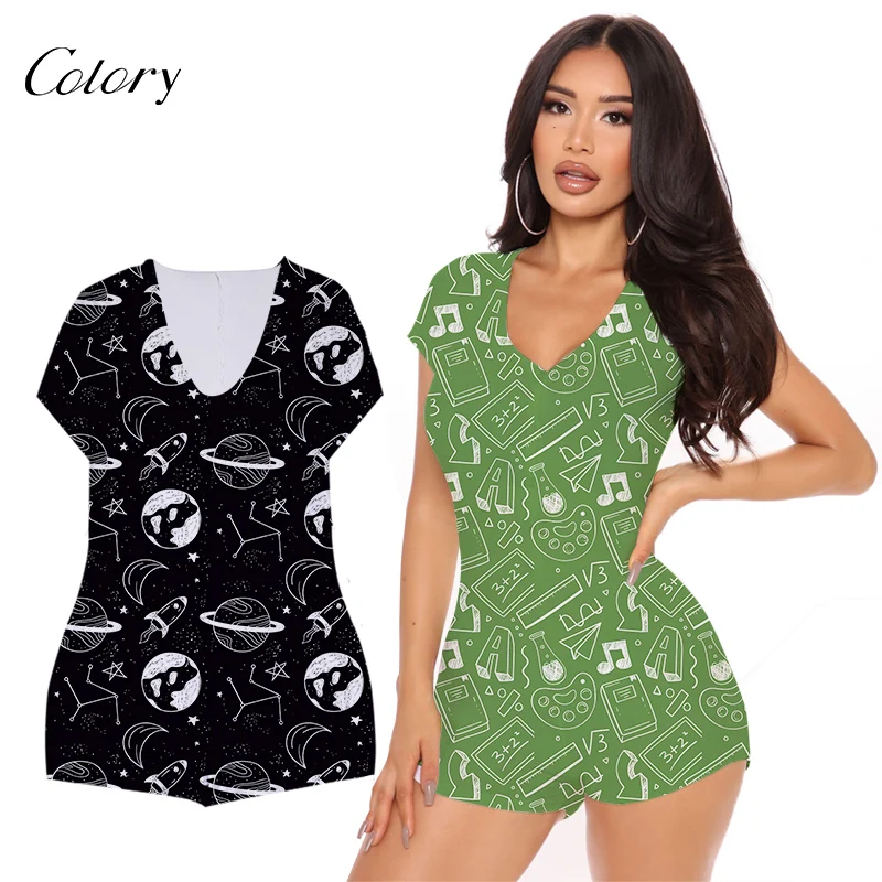 Colory Fashion Women Sleepwear Summer Adult Short Womens Onesie, Picture shows 
Colory Fashion Women Sleepwear Summer Adult Short Womens Onesie, Picture shows