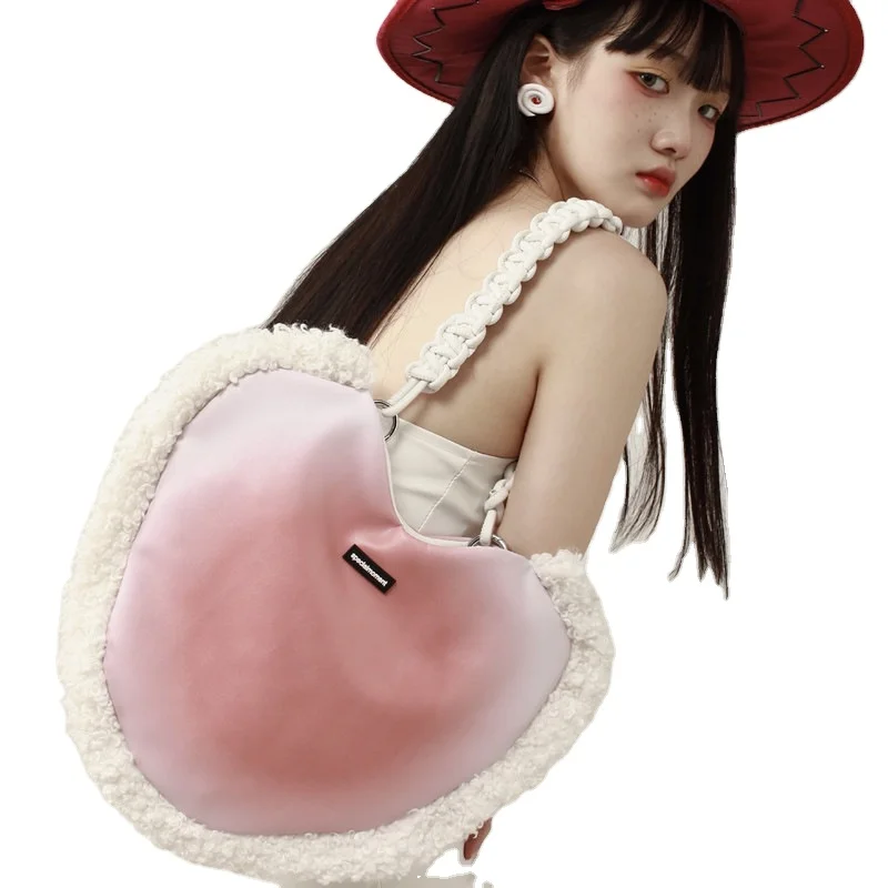 Cute Pink Plush Shoulder Bag Large Capacity Casual Tote Bag Fashion Heart-shaped Fluffy Handbag, Picture
Cute Pink Plush Shoulder Bag Large Capacity Casual Tote Bag Fashion Heart-shaped Fluffy Handbag, Picture