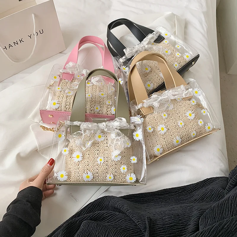 2021 Summer Beach Fashion Transparent PVC Ladies Handbag Bow Clear Jelly Chain Shoulder Bag, 4 colors
2021 Summer Beach Fashion Transparent PVC Ladies Handbag Bow Clear Jelly Chain Shoulder Bag, 4 colors