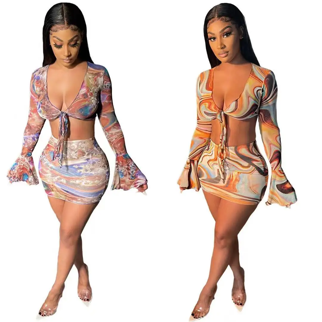 2021 Hot Selling Woven Tie Dye Print Full Sleeve 2 pieces skirt fitted bodycon set beach wear women swimsuit
2021 Hot Selling Woven Tie Dye Print Full Sleeve 2 pieces skirt fitted bodycon set beach wear women swimsuit