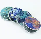 Double-sided Round Pocket Mirror PU Leather Cartoon Folding Small Makeup Mirror