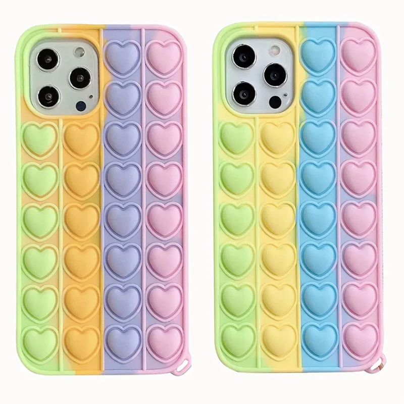 3D Heart Love Rainbow Pop It Fidget Phone Case For Iphone 12 Pro 11 XR XS MAX 8 7 6 6S SE 2020 SE2 Soft Silicone Mobile Cover
3D Heart Love Rainbow Pop It Fidget Phone Case For Iphone 12 Pro 11 XR XS MAX 8 7 6 6S SE 2020 SE2 Soft Silicone Mobile Cover