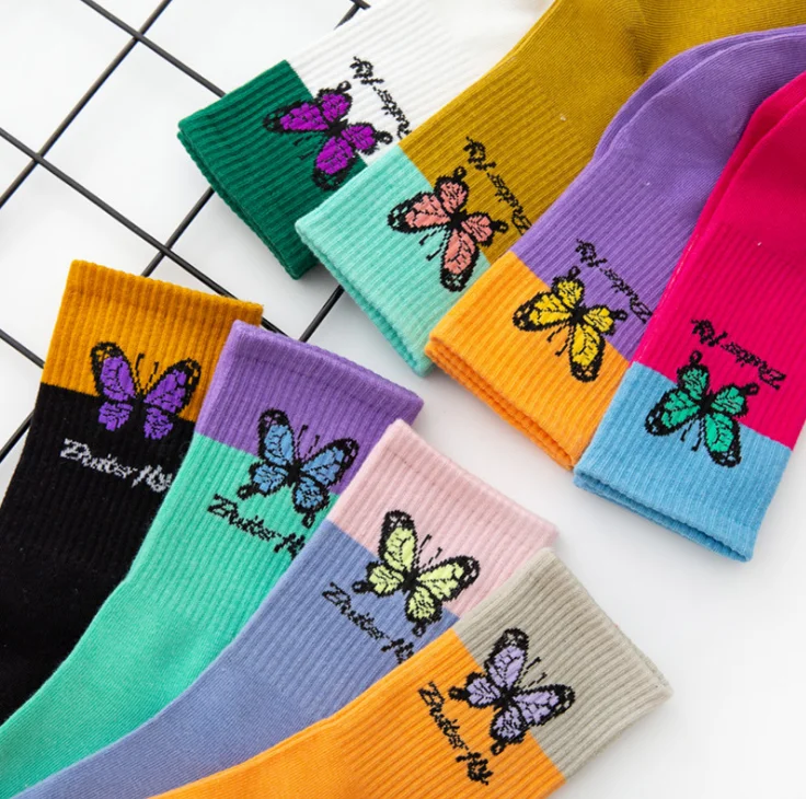 Colorful Butterfly Colorblock New Design Cotton Novelty Sporty Womens Socks for Girl
Colorful Butterfly Colorblock New Design Cotton Novelty Sporty Womens Socks for Girl
