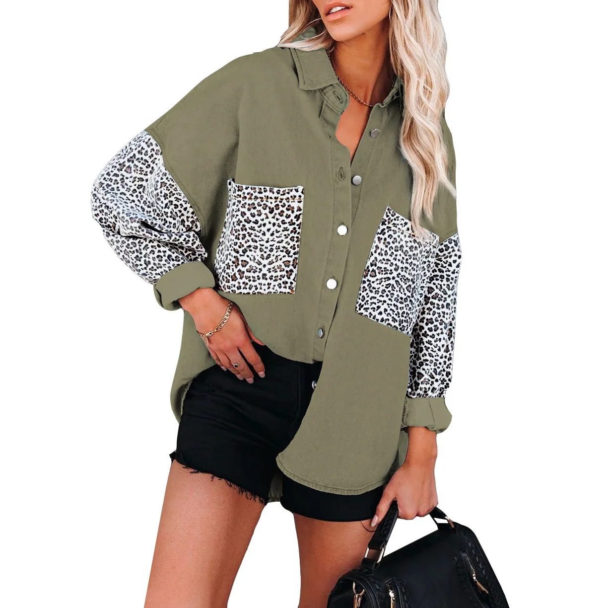 Free Shipping SD512 Patchwork Leopard Button Casual Women Blouse Turn Down Collar Pocket Long Sleeve Streewear Female Shirts
Free Shipping SD512 Patchwork Leopard Button Casual Women Blouse Turn Down Collar Pocket Long Sleeve Streewear Female Shirts