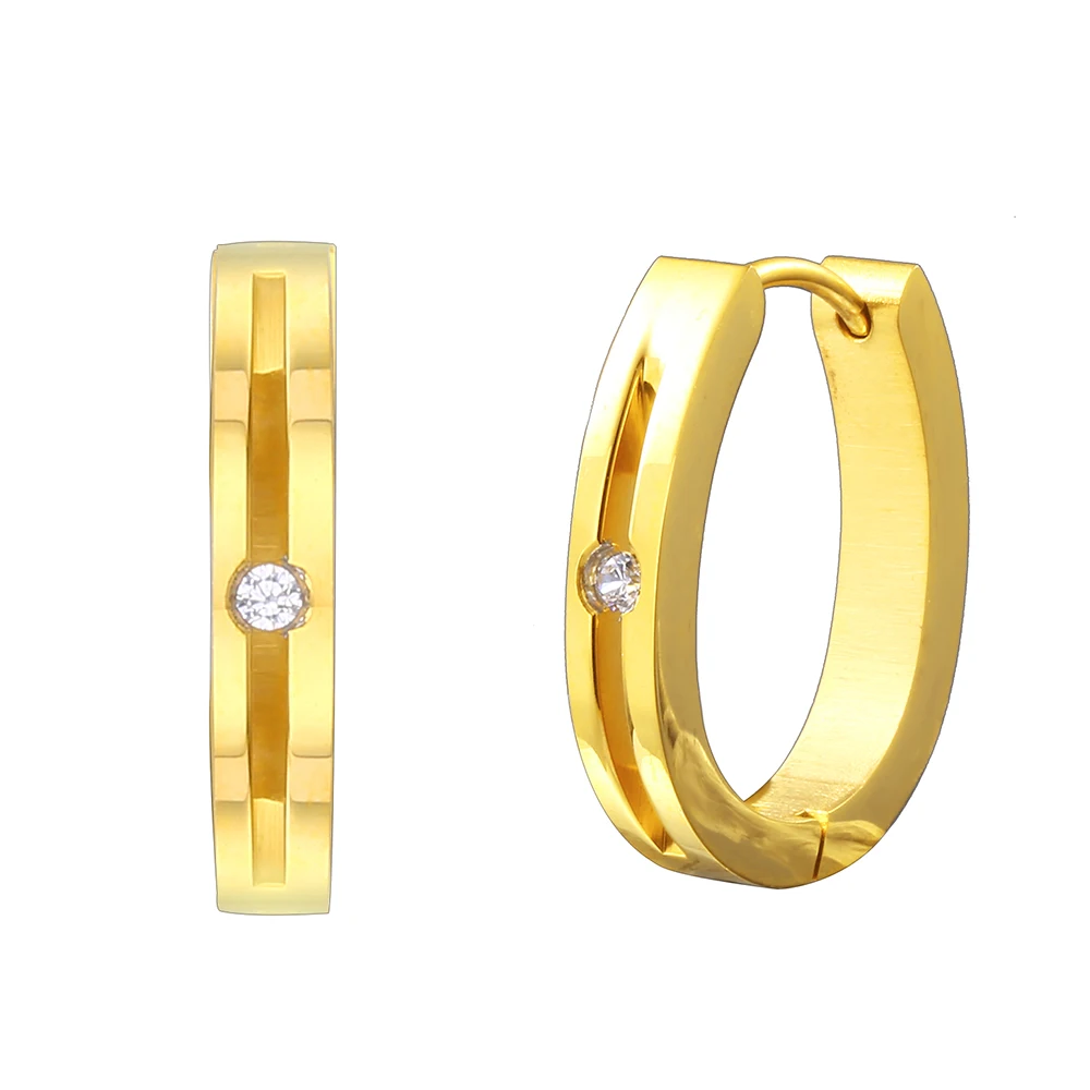 Fashion Gold Stainless Steel Earring Zircon Huggies Cross Hoop U Shaped Women Earring Aretes De Acero, Steel/gold/customized color
Fashion Gold Stainless Steel Earring Zircon Huggies Cross Hoop U Shaped Women Earring Aretes De Acero, Steel/gold/customized color