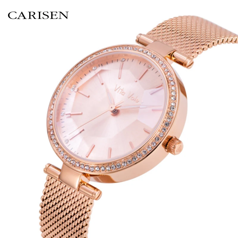 Retail waterproof case crystal stone Carisen fashion wristwatch luxury ladies stainless steel quartz watches, Customized colors 
Retail waterproof case crystal stone Carisen fashion wristwatch luxury ladies stainless steel quartz watches, Customized colors