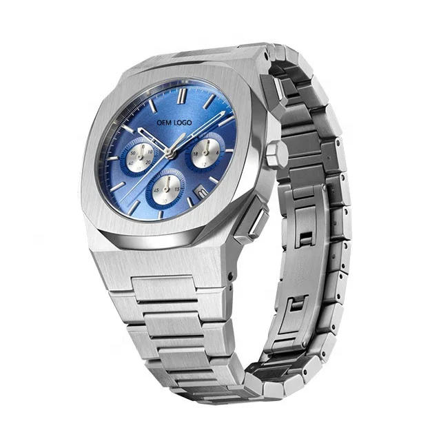 Customized logo all stainless steel japan movt chronograph wristwatches, Brushed silver
Customized logo all stainless steel japan movt chronograph wristwatches, Brushed silver