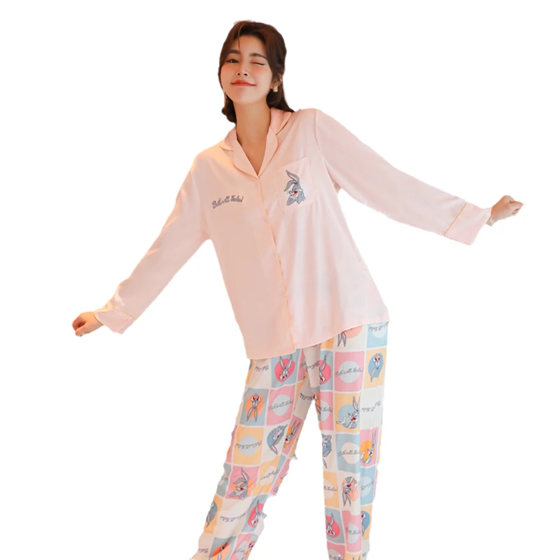 lapel casual and comfortable long sleeve trousers suit women's pajamas home wear cardigan spring and autumn two piece set
lapel casual and comfortable long sleeve trousers suit women's pajamas home wear cardigan spring and autumn two piece set