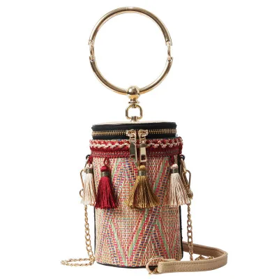 New high quality PU Leather Bucket bag fashion runway round Circle Handle Tote bag ethnic style handmade Handbag for women
New high quality PU Leather Bucket bag fashion runway round Circle Handle Tote bag ethnic style handmade Handbag for women
