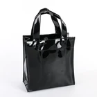 Shiny vinyl colored mirror PVC custom logo gift tote shopping bag with button