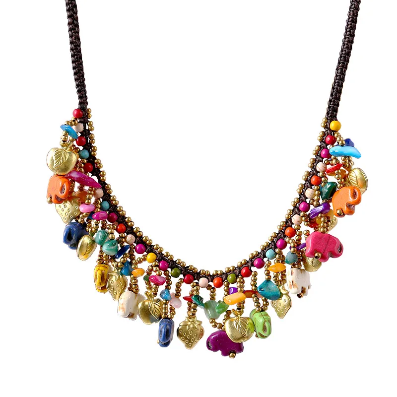 New European and American Bohemian Short Retro Elephant Necklace National Style Turquoise Beach Jewelry Wholesale, Picture shows
New European and American Bohemian Short Retro Elephant Necklace National Style Turquoise Beach Jewelry Wholesale, Picture shows