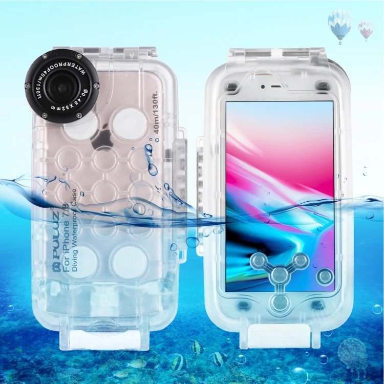 

Professional PULUZ For iPhone SE 2020 & 8 & 7 40m/130ft Waterproof Diving Housing Photo Video Taking Underwater Cover Case, White