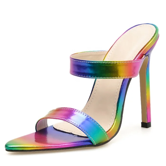 Rainbow Color Women High Heel Slippers Double Straps Thin Heel Stiletto Sandals Single Band Dress Loafers
Rainbow Color Women High Heel Slippers Double Straps Thin Heel Stiletto Sandals Single Band Dress Loafers