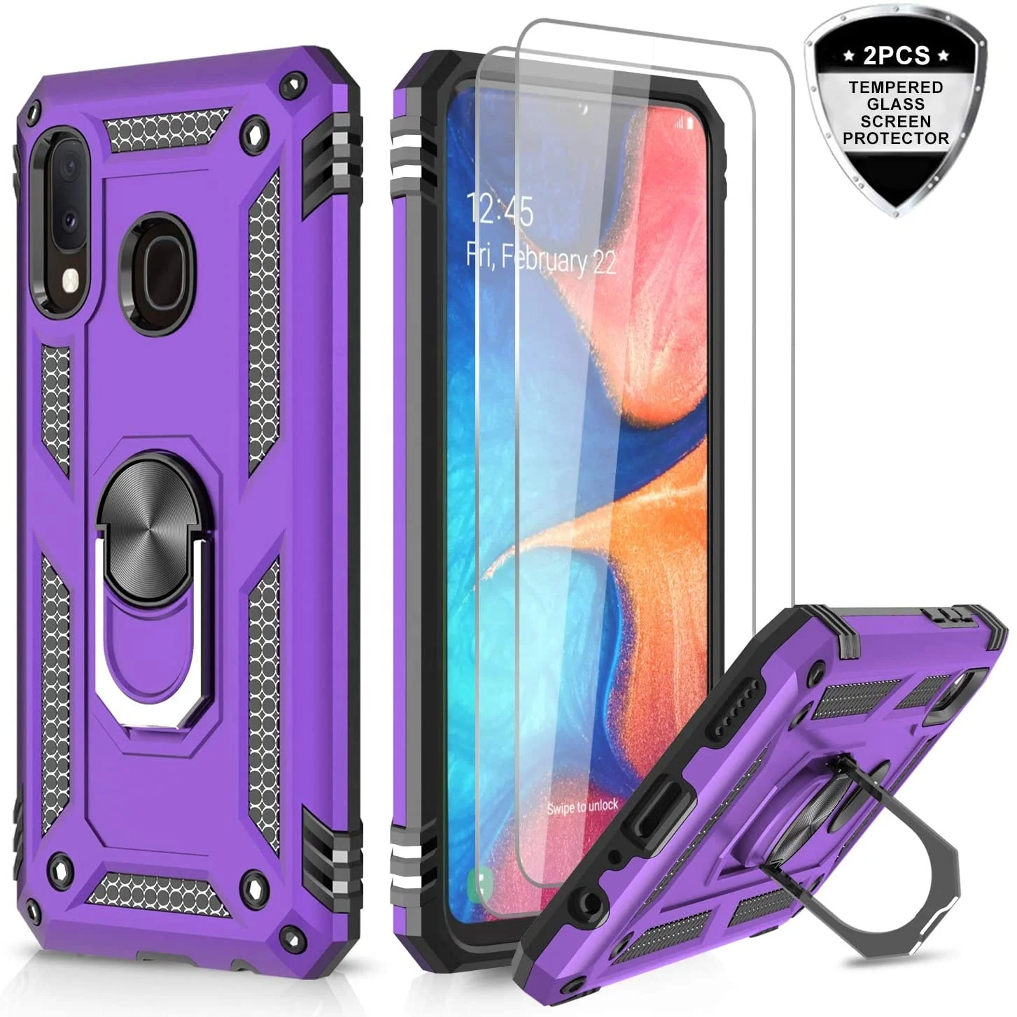 

LeYi For Samsung Galaxy A20/ A30 Cases with Tempered Glass Screen Protector [2Pack Military Grade Protective Cover Phone Case, Colors optional